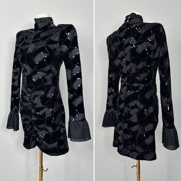 Rotate Birger Christensen Miki Sequin Mini Dress 4 Party Celebration Whimsigoth - Picture 3 of 16